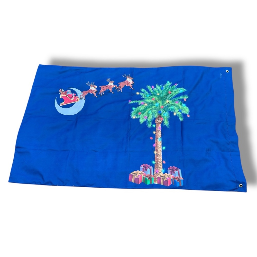 Flagwix Coastal Christmas Palm Tree Santa Sleigh Outdoor Flag 60” x 35.5” NWOT